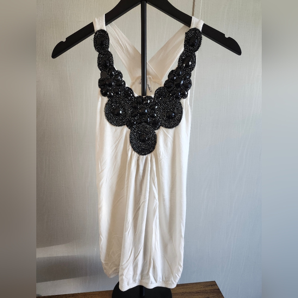 Studio Y White Dress Shirt With Black Accents